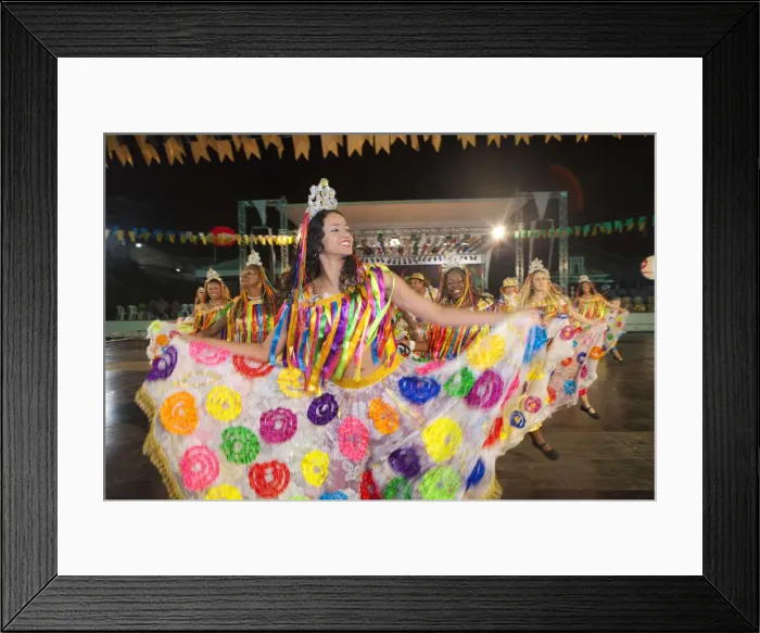Framed Print : South America, Brazil, Maranhao, Sao Luis, costumed Cacuria dancers at the Cacuriaa