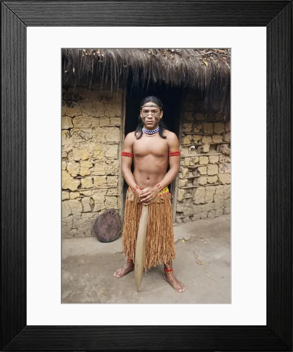 Framed Print : Brazil, Bahia, Porto Seguro, Pataxo indigenous boy holding a wooden sword in the Jaqueira Framed Print : Brazil, Bahia, Porto Seguro, Pataxo indigenous boy holding a wooden sword in the Jaqueira