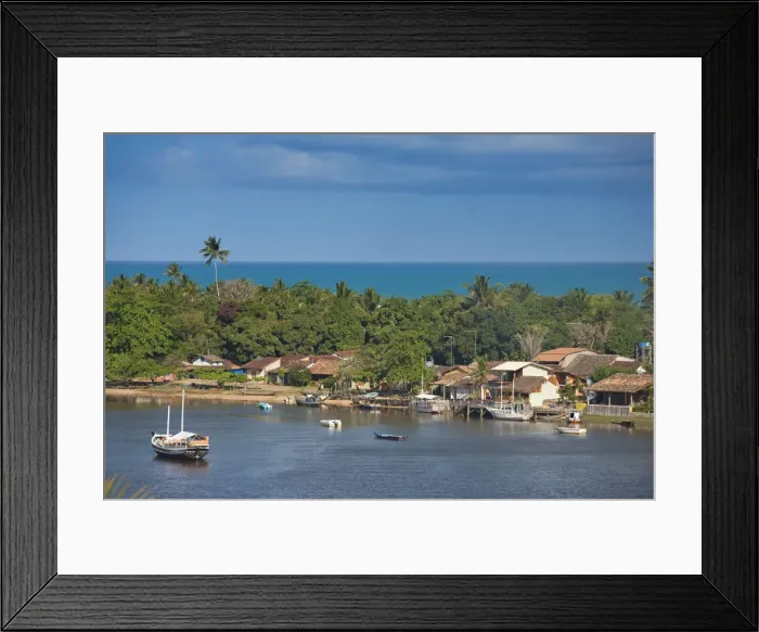 Framed Print : Brazil, Bahia, Caraiva, View of Caraiva village with the Caraiva in the foreground Framed Print : Brazil, Bahia, Caraiva, View of Caraiva village with the Caraiva in the foreground