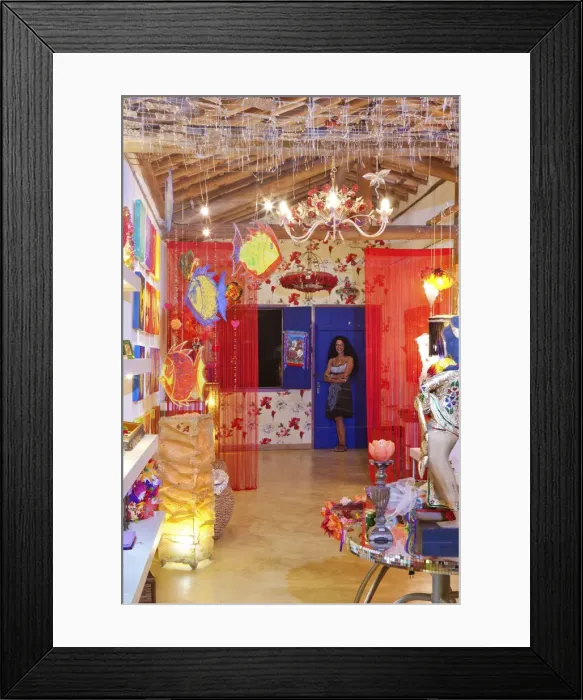 Framed Print : Brazil, Bahia, Trancoso, the Le Com Cre arts and crafts boutique on the Praca Sao