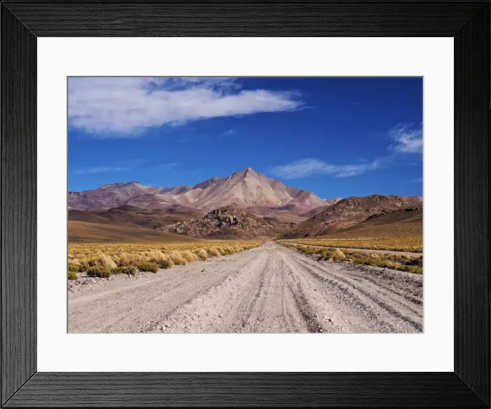 Framed Print : Bolivia, Potosi Department, Sur Lipez Province, Dirt Road and Cerro Lipez Framed Print : Bolivia, Potosi Department, Sur Lipez Province, Dirt Road and Cerro Lipez