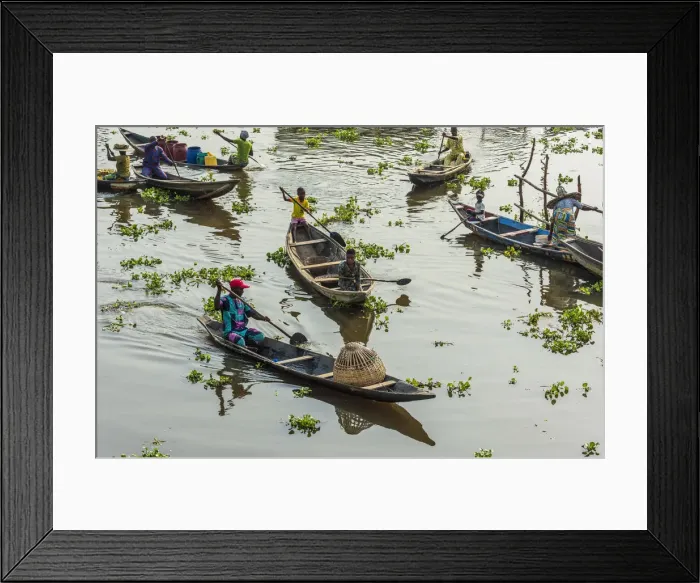 Framed Print : Africa, Benin, Lake Nokoua. Boat traffic in the famous stilt village of Ganvie Framed Print : Africa, Benin, Lake Nokoua. Boat traffic in the famous stilt village of Ganvie