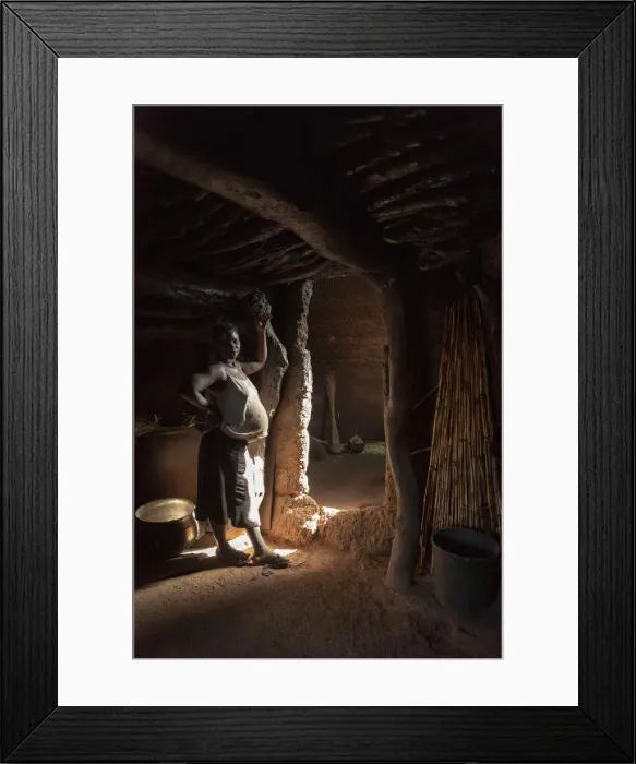 Framed Print : Africa, Benin, Boukumba. inside a Tata Somba Framed Print : Africa, Benin, Boukumba. inside a Tata Somba