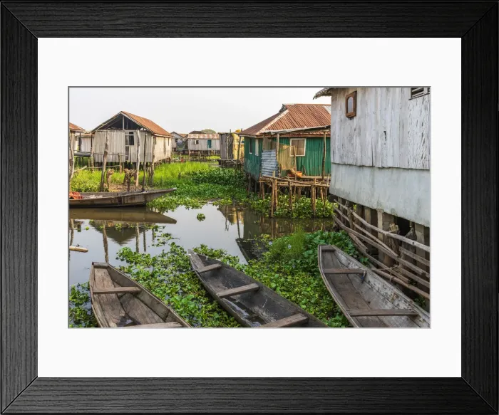 Framed Print : Africa, Benin, Lake Nokoua. A view in the channels of the famous stilt village Framed Print : Africa, Benin, Lake Nokoua. A view in the channels of the famous stilt village