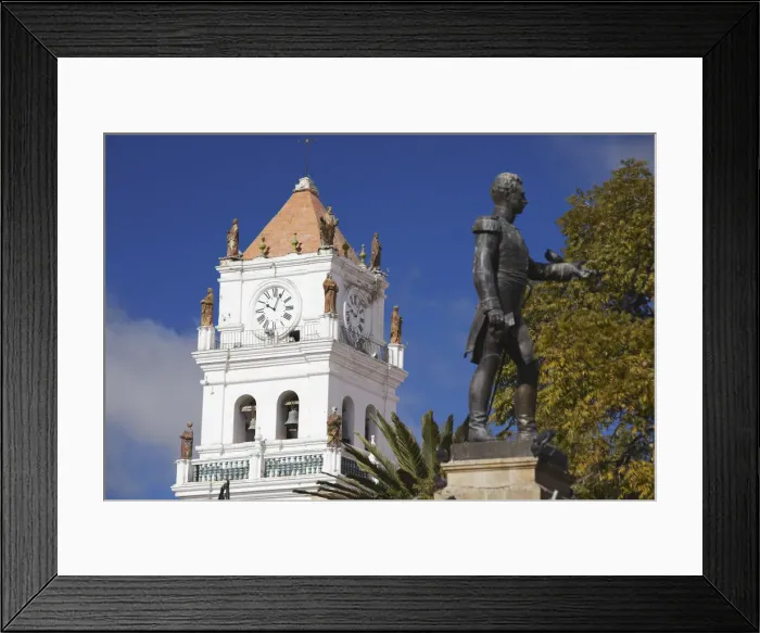 Framed Print : Cathedral and monument in Plaza 25 de Mayo, Sucre (UNESCO World Heritage Site), Bolivia Framed Print : Cathedral and monument in Plaza 25 de Mayo, Sucre (UNESCO World Heritage Site), Bolivia