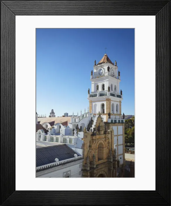 Framed Print : View of Cathedral, Sucre (UNESCO World Heritage Site), Bolivia