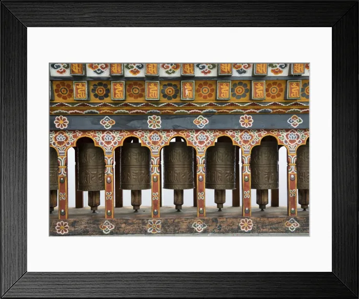 Framed Print : Buddist prayer wheels in Bhutan Framed Print : Buddist prayer wheels in Bhutan