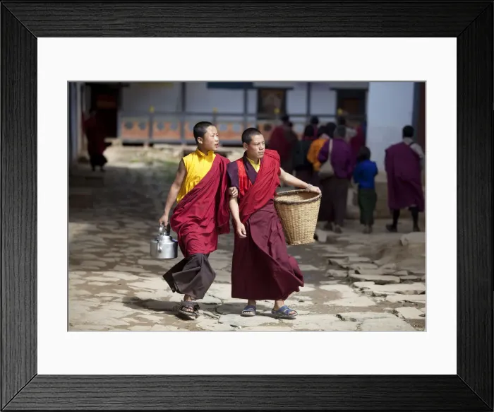 Framed Print : Scenes of daily life at the Gangtey Gompa. Gangteng Monastery Framed Print : Scenes of daily life at the Gangtey Gompa. Gangteng Monastery