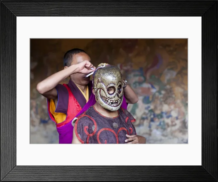 Framed Print : Participants prepare for the Tamshingphala Tsechu in Bumthang Bhutan