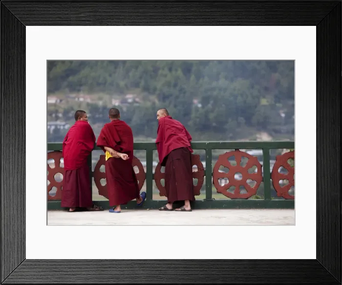 Framed Print : Monks at the Kharchhu Monastery near Chamkar Bhutan Framed Print : Monks at the Kharchhu Monastery near Chamkar Bhutan
