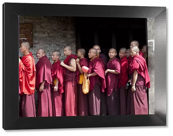 Monks at the Karchu Dratsang Monastery in Jankar, Bumthang, Bhutan