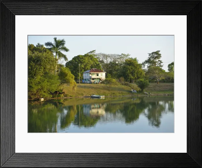 Framed Print : House on the banks of the Belize River, Burrel Boom Village, Belize City, Central America Framed Print : House on the banks of the Belize River, Burrel Boom Village, Belize City, Central America