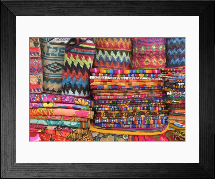 Framed Print : Colourful Textiles and crafts in San Pedro, Ambergris Caye, Caribbean, Central America Framed Print : Colourful Textiles and crafts in San Pedro, Ambergris Caye, Caribbean, Central America