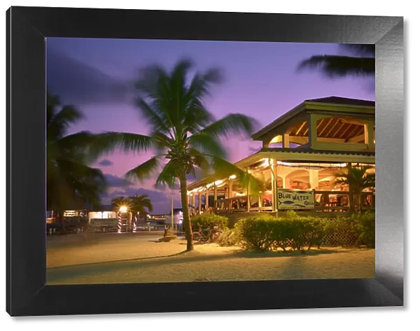Restaurant at night in San Pedro, Ambergris Caye, Caribbean, Central America