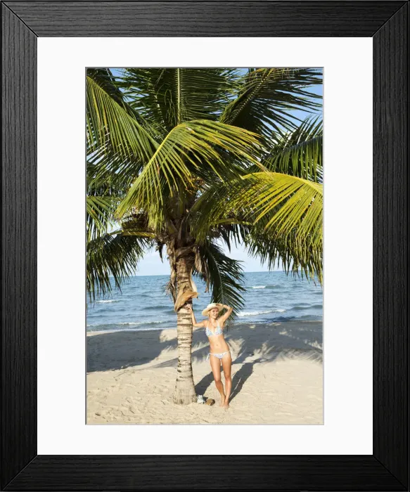 Framed Print : Central America, Belize, Stann Creek, Hopkins village, a model on the beach in Hopkins Framed Print : Central America, Belize, Stann Creek, Hopkins village, a model on the beach in Hopkins