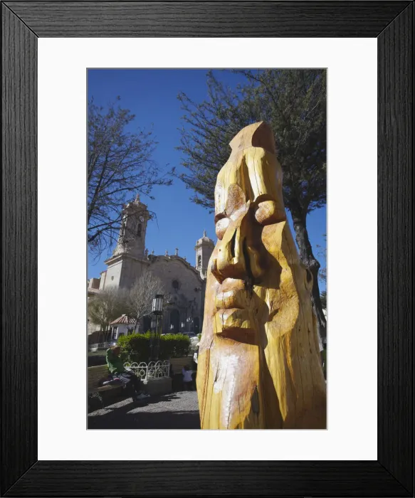 Framed Print : Wooden sculpture in Plaza 10 de Noviembre, Potosi (UNESCO World Heritage Site), Bolivia Framed Print : Wooden sculpture in Plaza 10 de Noviembre, Potosi (UNESCO World Heritage Site), Bolivia