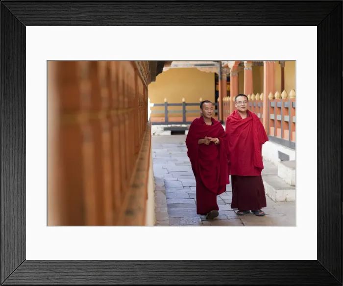 Framed Print : Thimpu, Bhutan. Monks at the Simtokha Dzong. Built in 1629 by Zhabdrung Ngawang Namgyal Framed Print : Thimpu, Bhutan. Monks at the Simtokha Dzong. Built in 1629 by Zhabdrung Ngawang Namgyal