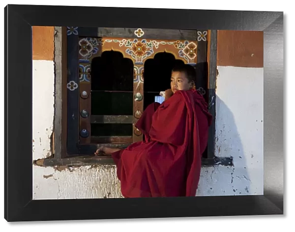 A novice monk near Wangdue Phodrang in Bhutan