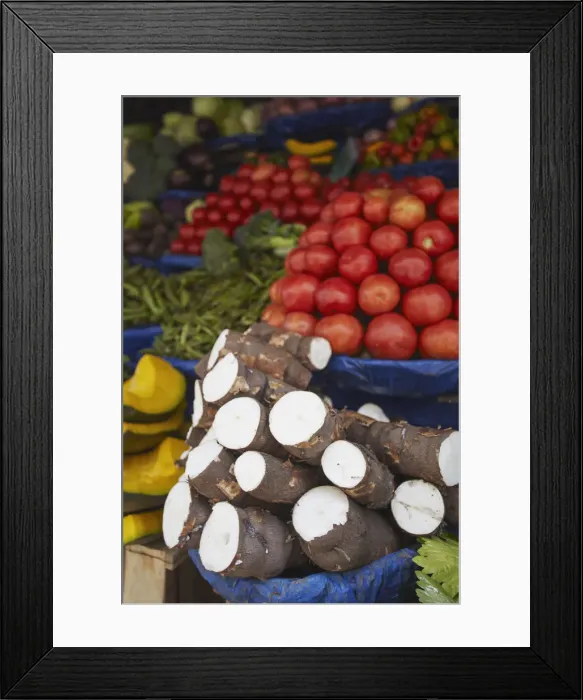 Framed Print : Cassava and vegetables at market, Sucre (UNESCO World Heritage Site), Bolivia Framed Print : Cassava and vegetables at market, Sucre (UNESCO World Heritage Site), Bolivia