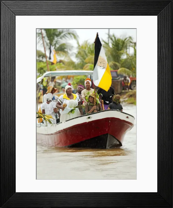 Framed Print : Central America, Belize, Stann Creek, Dangriga, a boat in the Garifuna Landing ceremony Framed Print : Central America, Belize, Stann Creek, Dangriga, a boat in the Garifuna Landing ceremony