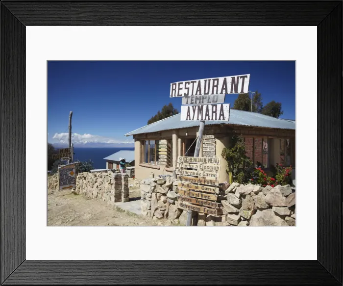 Framed Print : Restaurant in village of Cha lla, Isla del Sol (Island of the Sun), Lake Titicaca Framed Print : Restaurant in village of Cha lla, Isla del Sol (Island of the Sun), Lake Titicaca