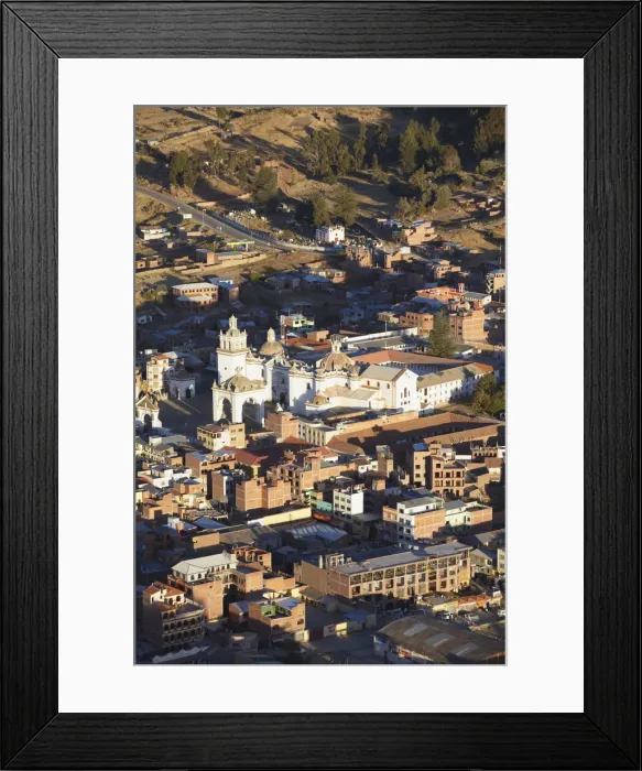 Framed Print : View of Copacabana Cathedral, Copacaban, Lake Titicaca, Bolivia Framed Print : View of Copacabana Cathedral, Copacaban, Lake Titicaca, Bolivia