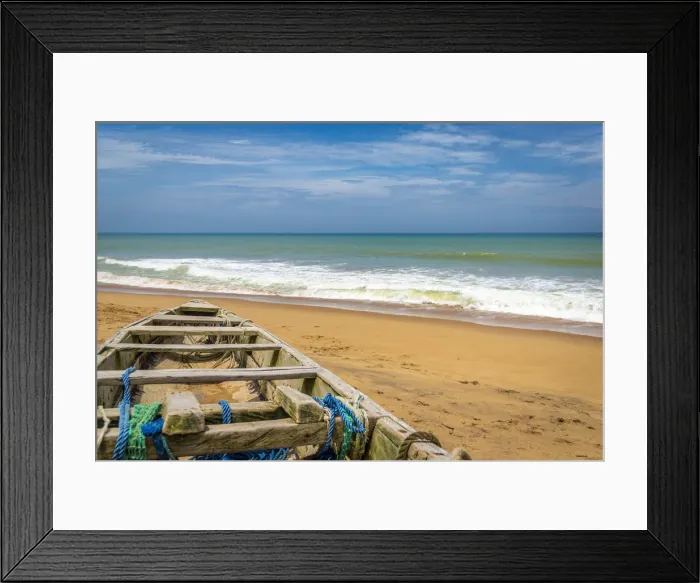 Framed Print : Africa, Benin, Grand Popo, wooden fishing boat on the beach Framed Print : Africa, Benin, Grand Popo, wooden fishing boat on the beach