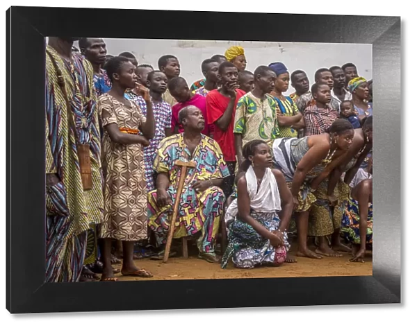 Africa, Benin, Ouidah. Spectators of a voodoo ceremony