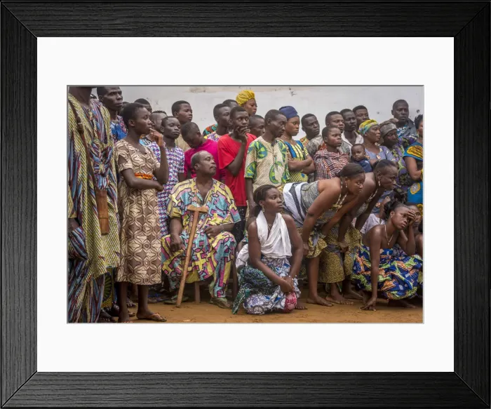 Framed Print : Africa, Benin, Ouidah. Spectators of a voodoo ceremony