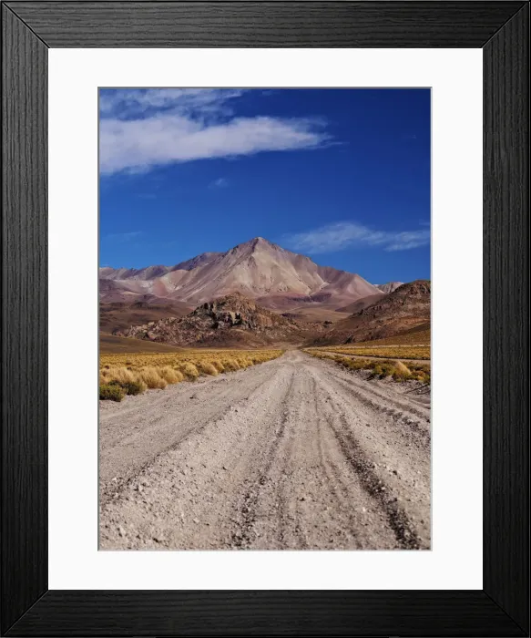 Framed Print : Bolivia, Potosi Department, Sur Lipez Province, Dirt Road and Cerro Lipez Framed Print : Bolivia, Potosi Department, Sur Lipez Province, Dirt Road and Cerro Lipez