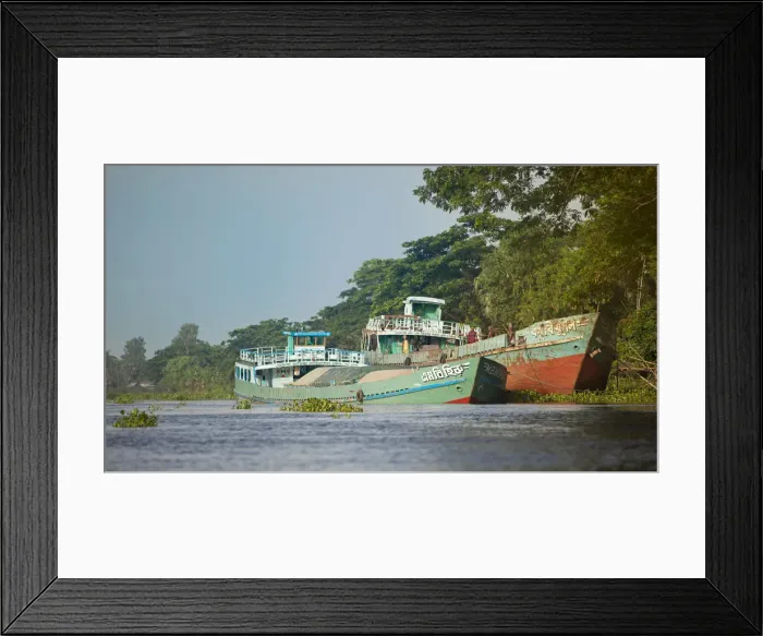 Framed Print : Jessore, Bangladesh. Large boats can travel far inland in the Ganges-Brahmaputra delta Framed Print : Jessore, Bangladesh. Large boats can travel far inland in the Ganges-Brahmaputra delta