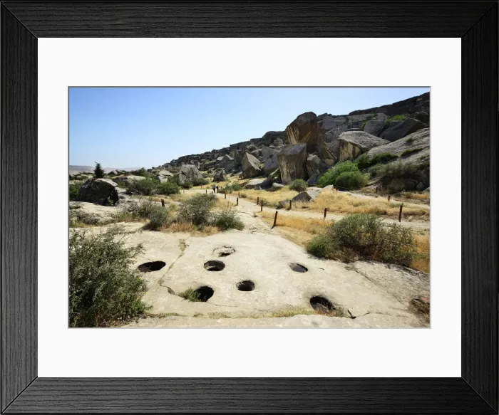 Framed Print : Gobustan Rock Art Cultural Landscape Reserve has an outstanding collection of more than 6 Framed Print : Gobustan Rock Art Cultural Landscape Reserve has an outstanding collection of more than 6
