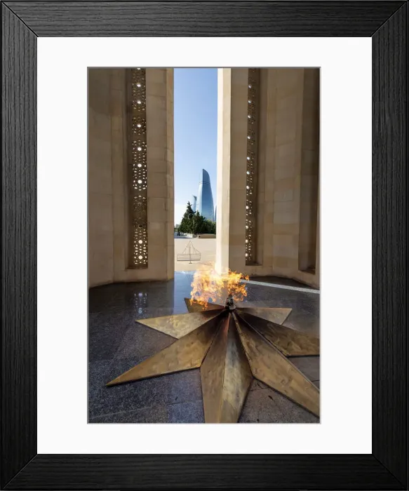 Framed Print : The Eternal Flame. Martyrs Alley. Sahidlar Xiyabani, a monument dedicated to Framed Print : The Eternal Flame. Martyrs Alley. Sahidlar Xiyabani, a monument dedicated to
