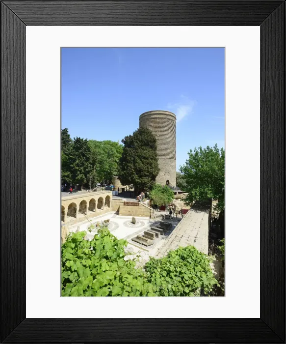 Framed Print : The Maiden Tower (Qiz Qalasi), a 12th century monument in the Old City, and Haji Bani Framed Print : The Maiden Tower (Qiz Qalasi), a 12th century monument in the Old City, and Haji Bani