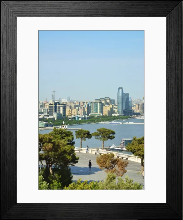 Framed Print : Baku and the Caspian Sea seen from Dagustu Park. Azerbaijan Framed Print : Baku and the Caspian Sea seen from Dagustu Park. Azerbaijan