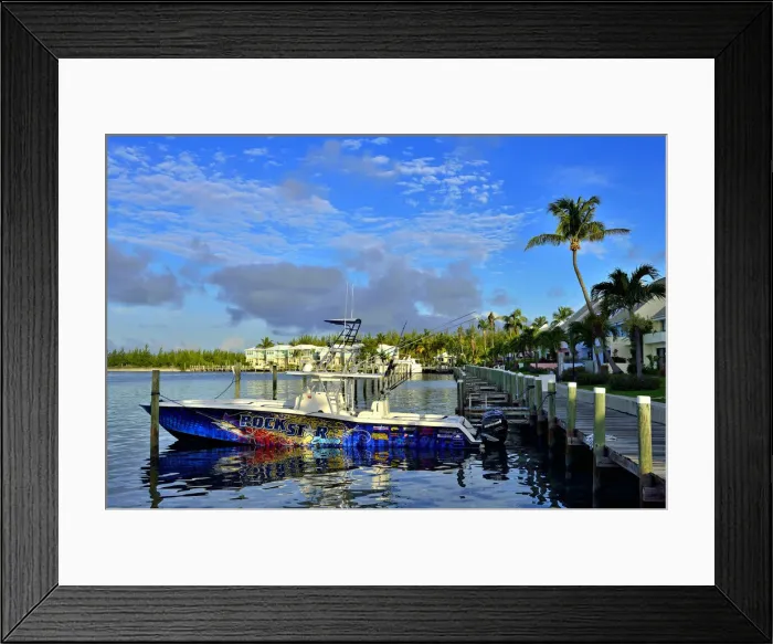 Framed Print : Power boat for deep sea fishing, Hotel Resort Treasure Cay, Abacos Islands, Bahamas Framed Print : Power boat for deep sea fishing, Hotel Resort Treasure Cay, Abacos Islands, Bahamas