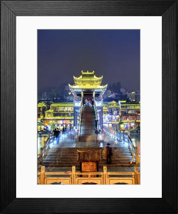 Framed Print : China, Hunan province, Fenghuang, riverside houses Framed Print : China, Hunan province, Fenghuang, riverside houses