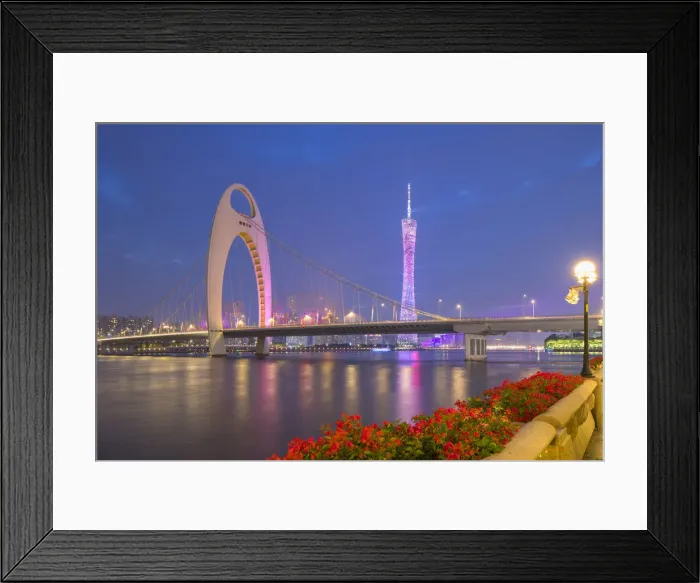 Framed Print : Canton Tower and Liede Bridge at dusk, Guangzhou, Guangdong, China Framed Print : Canton Tower and Liede Bridge at dusk, Guangzhou, Guangdong, China