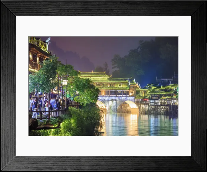 Framed Print : China, Hunan province, Fenghuang, riverside houses Framed Print : China, Hunan province, Fenghuang, riverside houses