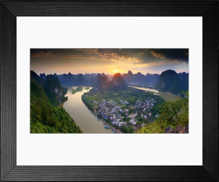 Framed Print : China, Guangxi province, Xingping village along River Li