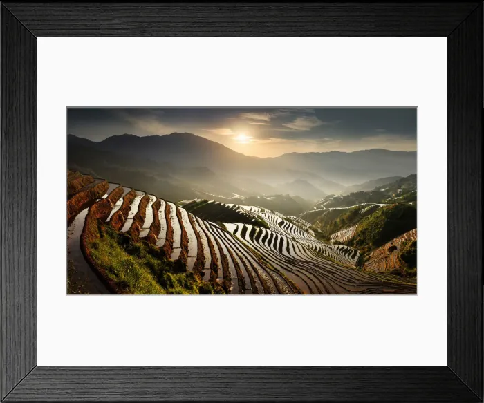 Framed Print : China, Guangxi Province, Longsheng, Long Ji rice terrace filled with water in