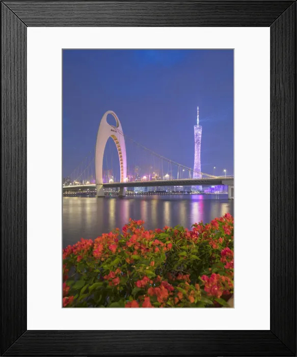 Framed Print : Canton Tower and Liede Bridge at dusk, Guangzhou, Guangdong, China Framed Print : Canton Tower and Liede Bridge at dusk, Guangzhou, Guangdong, China