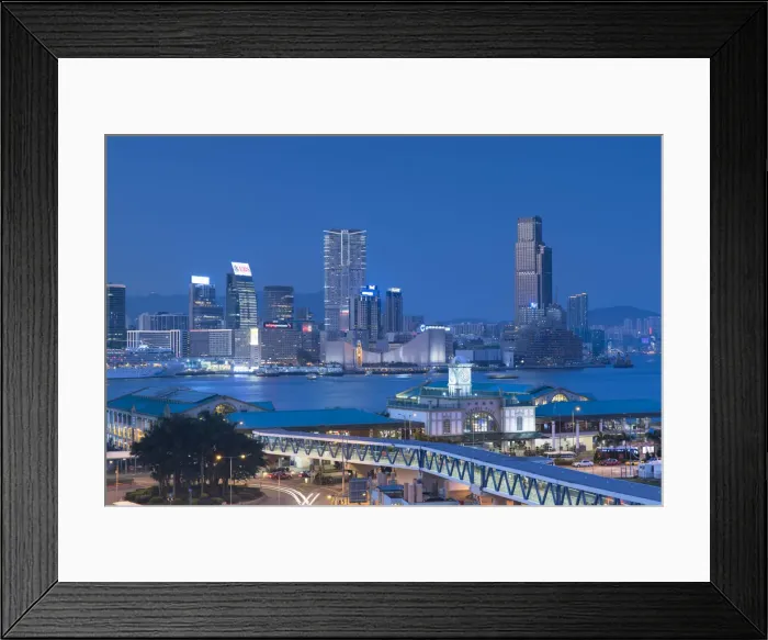 Framed Print : View of Star Ferry pier and Tsim Sha Tsui skyline, Hong Kong, China Framed Print : View of Star Ferry pier and Tsim Sha Tsui skyline, Hong Kong, China