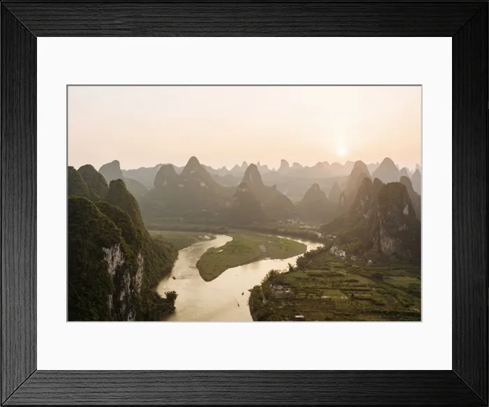 Framed Print : Sunset over Karst Hills from Lao Zhai, Xingping, Guilin, Guangxi Province, China Framed Print : Sunset over Karst Hills from Lao Zhai, Xingping, Guilin, Guangxi Province, China