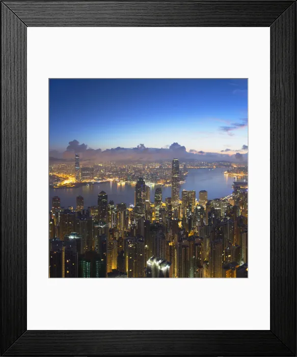 Framed Print : View of Hong Kong Island skyline at dawn, Hong Kong, China Framed Print : View of Hong Kong Island skyline at dawn, Hong Kong, China