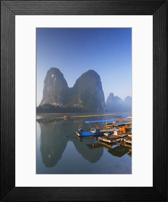 Framed Print : Boats on Li River, Xingping, Yangshuo, Guangxi, China Framed Print : Boats on Li River, Xingping, Yangshuo, Guangxi, China