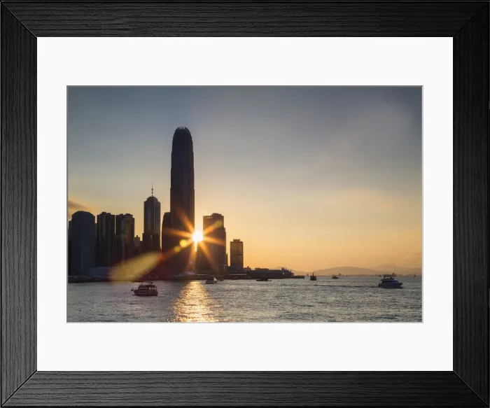 Framed Print : Hong Kong Island skyline and International Finance Centre (IFC) at sunset, Hong Kong Framed Print : Hong Kong Island skyline and International Finance Centre (IFC) at sunset, Hong Kong