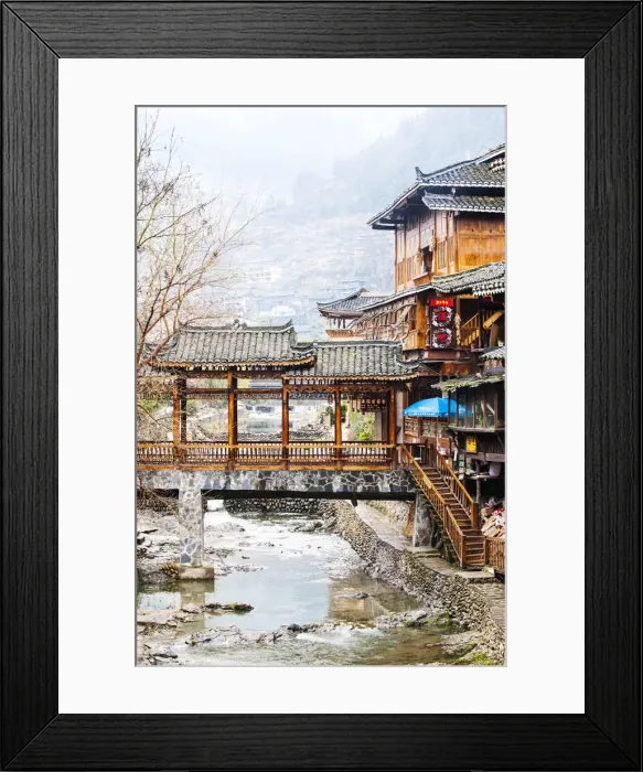 Framed Print : Xijiang, or one-thousand-household Miao Village (the biggest