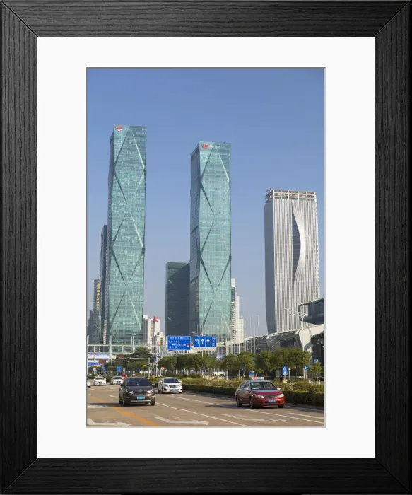Framed Print : Huanggang Business Centre and Convention and Exhibition Centre, Futian, Shenzhen