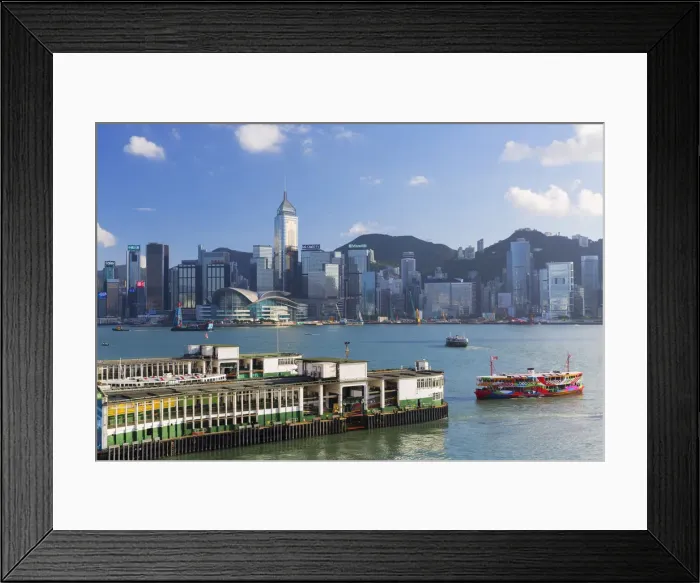 Framed Print : View of Star Ferry Terminal and Hong Kong Island skyline, Hong Kong, China Framed Print : View of Star Ferry Terminal and Hong Kong Island skyline, Hong Kong, China